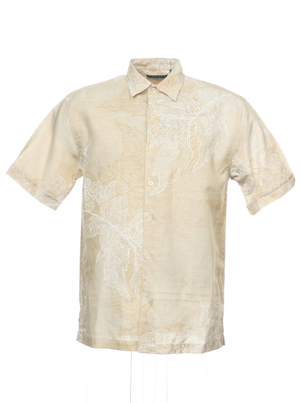 Cubavera Men's Linen Blend Short Sleeve Button Down Floral Shirt Untucked Large